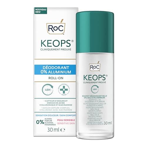 Image of RoC KEOPS Deodorant Roll-On, 0% Aluminium | 48-Hour Protection, for Sensitive Skin, Fragrance Free | 30 ml