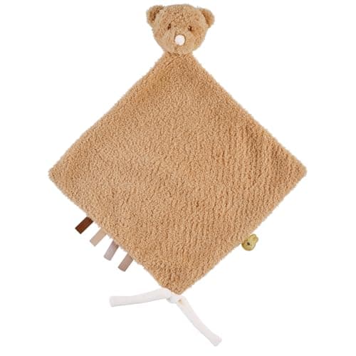 Image of Nattou Maxi DouDou Comforter, Soft Cuddly Teddy Fabric, Baby and Infant Plush, Has Soother Attachment, Brown Bear