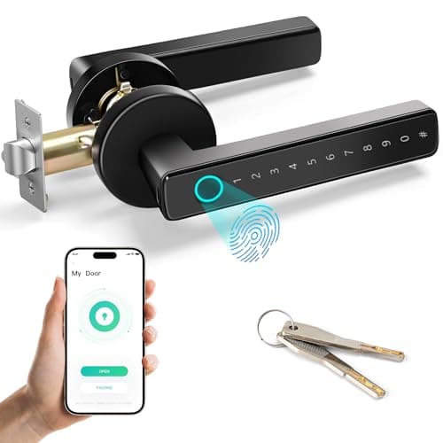 Image of TEKXDD Smart Door Lock, Fingerprint Door Lock 5-in-1, Electronic Fingerprint Keyboard Password APP NFC Smart Lock for Home Bedroom Hotel Office Apartment