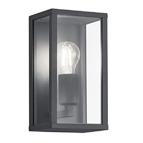Image of Britalia Anthracite Outdoor Vintage Glass Panel Rectangular Wall Light | 1 x E27 Lamp Bulb Required (Not Included) | IP44 Exterior Rated | Garden & Patio