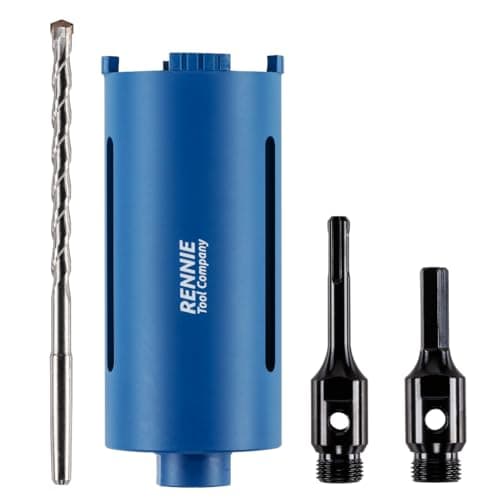 Image of 78mm x 150mm Long Diamond Core Drill Bit Set Includes SDS Adapter, Hex Shank Adapter & Centre Drill Bit. To Be Used In Concrete Masonry Brick Block Stone Granite Diamond Drill Bit Core Accessories
