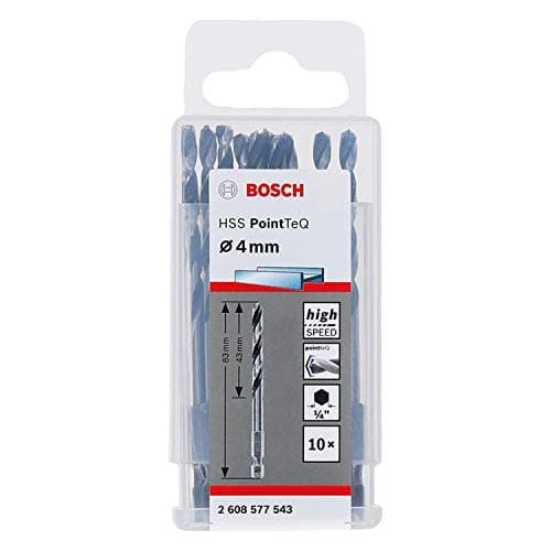 Image of Bosch Professional 10pc PointTeQ Hex Drill Bit (for Metal, Ø: 4.0 mm, Total Length: 83 mm, ¼’’ Hex Shank, Accessory for Impact Drivers and Drill Drivers)