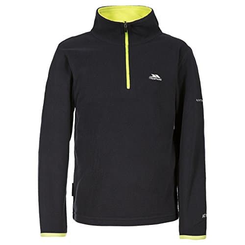 Image of Trespass Boys Fleece Jumper - Lightweight Warm Half Zip Pullover with Contrast Binding on Cuffs, Contrast Inner Collar, 1/2 Zip in Contrast Colour, 100% Polyester Microfleece Black