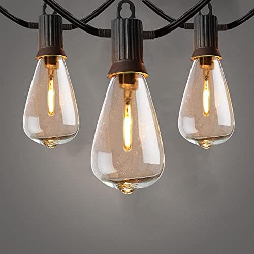 Image of ZOTOYI 50Ft Outdoor Garden String Lights Mains Powered, ST38 Waterproof IP65 LED String Lights, Warm White Patio Festoon Lights for Backyard, Bistro, Café, Party, Wedding, 22Pcs Vintage Bulbs