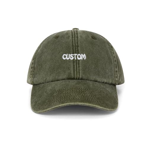 Image of Personalized Embroidered Hat - Personalized Hat with Text and Logo - Custom Summer Sun Caps for Unisex - Perineum Quality Material with Adjustable Strap - Ideal for Any Occasion - Vintage Olive