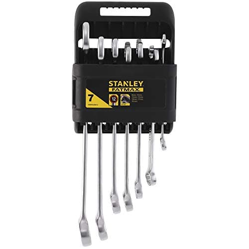 Image of Stanley Fmmt82844-0 Combination Spanners - FatMax Range - Anti Slip System - Better Fork Grip to Screw Head - 15° Angled Fork - Supplied with Storage Case - Set of 7