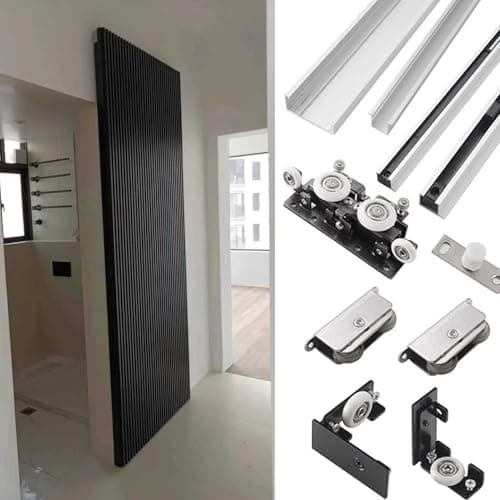 Image of Minglez Sliding Door Kit 71 52 32 inch Concealed Sliding Door Hardware with Soft Close, Invisible Trackless Sliding Ghost Door Kit for Single Wooden Door, Barn Door Track(86cm/34inch)