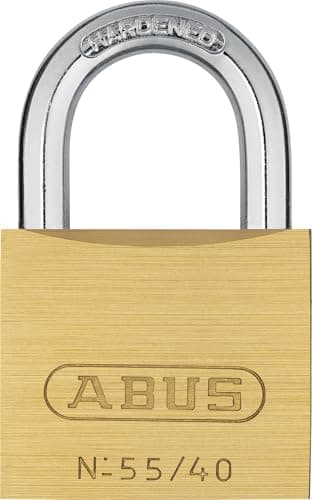 Image of ABUS Padlock Brass 55/40 - Robust, Weatherproof Lock with Automatic Locking and Hardened Steel Shackle - Ideal for Loop Cables, Doors, Gates, cabinets, Gym, School and More -keyed - 40 mm Wide