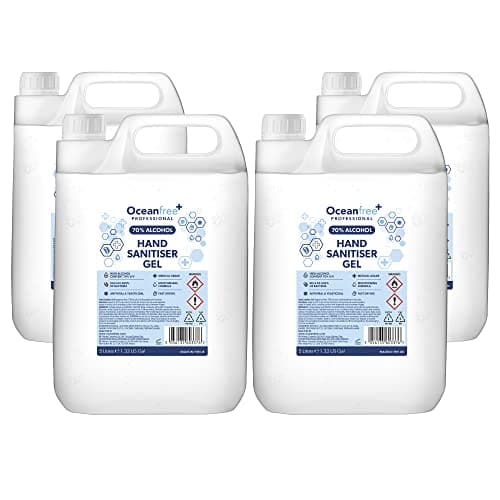 Image of 70% Alcohol Hand Sanitiser Gel - 4x 5L Litres - Certified Surgical/Medical Grade - Made in the UK (Pack of 4)