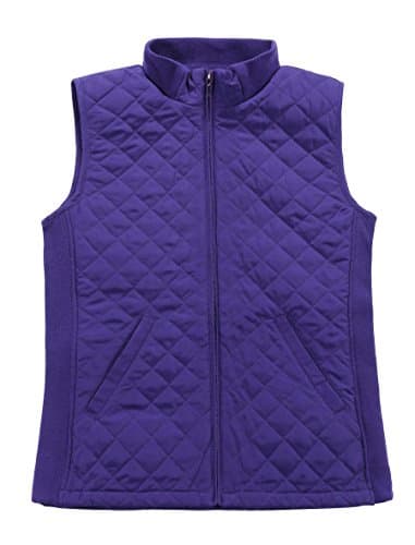 Image of Bienzoe Women Lightweight Quilted Gilet: Stand Collar Outdoor Sleeveless Jacket Purple Size M