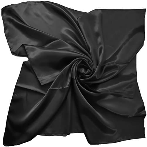 Image of Mirror Fashion Square Plain Satin Like Feel Silk Scarf Lovely Colours (Black)