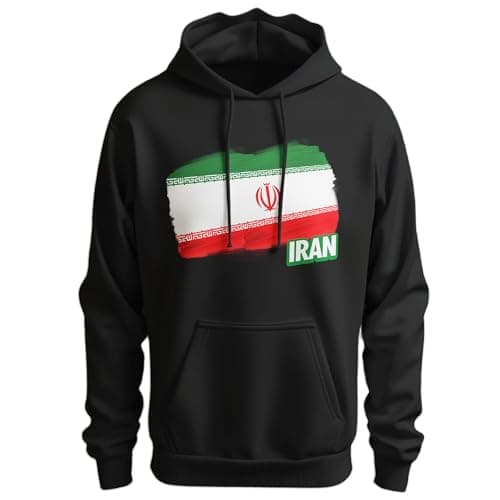 Image of Print Cartel Iran National Flag Graphic Hooded Sweatshirt Men Women Iran State Flag Hoodies Adults, S, Black