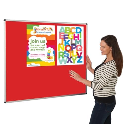 Image of Aluminium Framed Red Felt Notice Board 150 x 120 cm | Indoor Bulletin Pinboard | 4 Colours - Ideal for Office, School, Healthcare