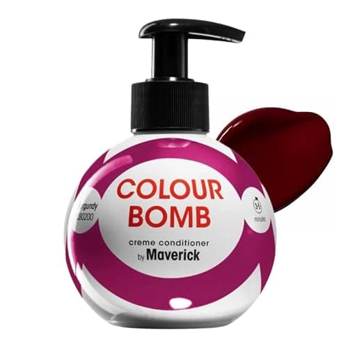 Image of Colour Bomb by Maverick Burgundy Hair Colour Depositing Conditioner 250ml – Vibrant Gloss & Shine, Softening & Nourishing Colour Refresh Treatment, No Mix, Vegan, Ammonia & Peroxide Free