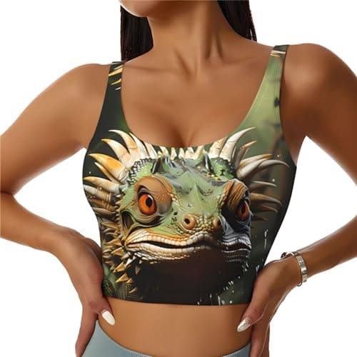Image of QJKFDHG Fantasy Lizard​ Women's Sports Bras - High Support Workout Tops for Women, Yoga Sports Bra, Bralettes with Support S Black