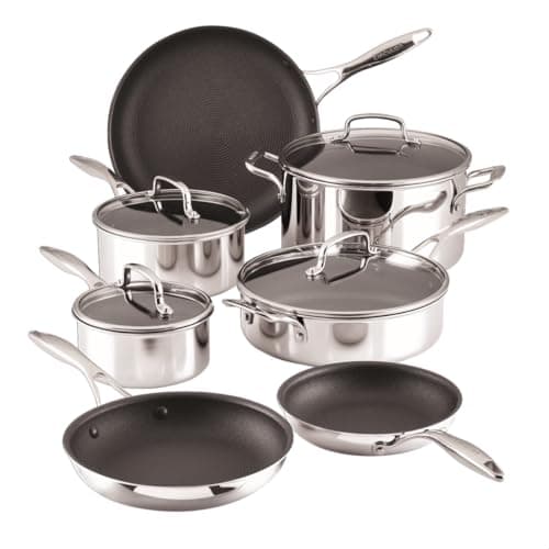 Image of Circulon Scratch Defense Stainless Steel Pan Set: 7 Piece Induction Hob Pan Set with Extreme Non Stick, Induction and All Hob Suitable