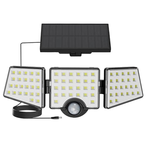 Image of Lepro Solar Security Lights Outdoor Motion Sensor, 1200LM Solar Flood Lights with Separate Solar Panel, IP65 Waterproof, Adjustable 3Heads, Pir Wall Lights for Yard Garage Pathway