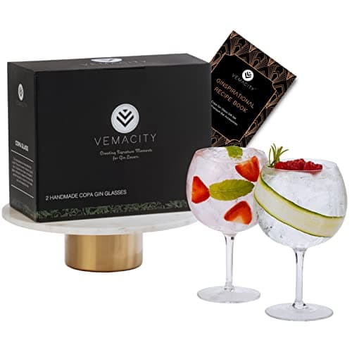 Image of Vemacity Crystal Gin Glasses | Handmade Gin Glass Gift Set & Recipe e-Book (PDF) | Aperol Spritz & Cocktail Glasses | Stylish Gift Box – Transparent