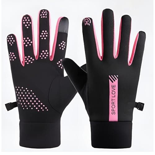 Image of MXHBSTP Cycling Gloves, Waterproof Gloves, Touchscreen Running Gloves Warm Winter Gloves for Men And Women, Hiking Gloves for Biking/Cycling/Rugby/Running/Football/Mountain/Hiking（Rose Red）