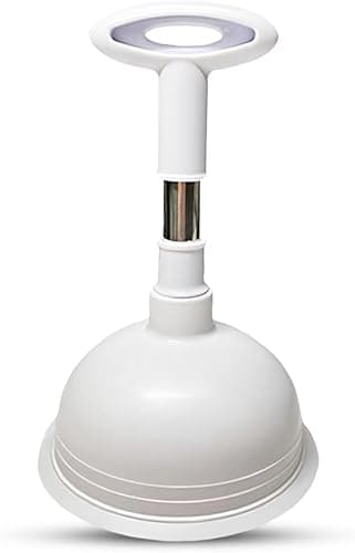 Image of 1X Powerful Suction Drain Plunger for Sinks, Bathrooms, Kitchens, Baths & Shower Drains - Soft Silicone Anti-Tear Drain Plunger Cleaner for Lawn,16cm Large Cup & Handle - Drain Unblocker (1, White)