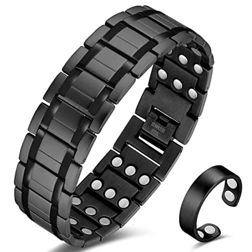 Image of Cigmag Magnetic Bracelet Men Ultra Strength Magnet Titanium Steel Three Row with Adjustable Tool & Present Box