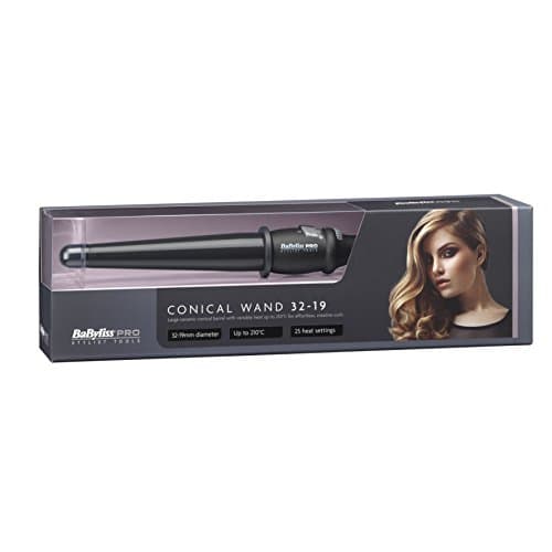 Image of Hair Curling by BaByliss PRO Porcelain Conical Wand Black 32mm-19mm