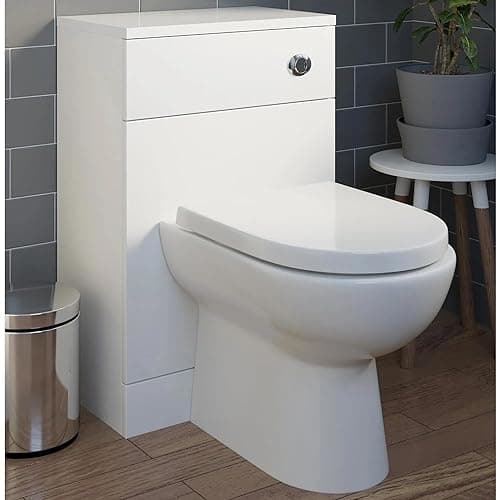 Image of ARTIS® Back to Wall WC Bathroom Toilet Unit Only, 500 x 300mm, White Gloss, Concealed Cistern Furniture BTW Units