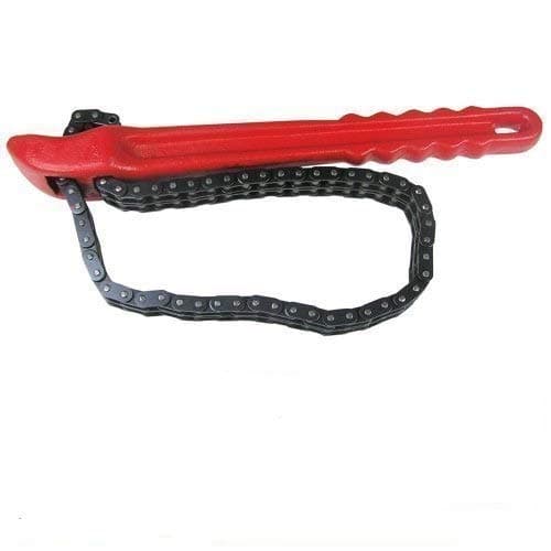 Image of KATSU Tools Oil Filter Chain Wrench 12 Inch – Heavy Duty Adjustable Double Chain Pipe Wrench up to 110mm Diameter – Ratcheting Oil Filter Remover Tool for Cars, Tractors & Pipe Fittings, 450181