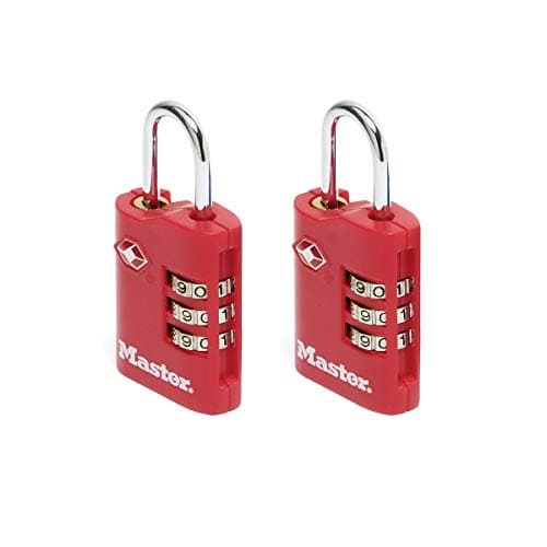 Image of Master Lock Pack of 2 Combination Travel Padlocks TSA Certified, Red, Combination Padlock