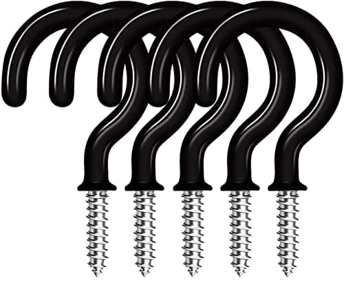 Image of 20PCS Cup Hook Metal Ceiling Hooks Multipurpose Vinyl Coated Screw-in Wall Hooks for Hanging Plants, Cups,Kitchen Hooks, Utensils, Lights and Stuff Great for Indoor & Outdoor Use (Black, 19mm)