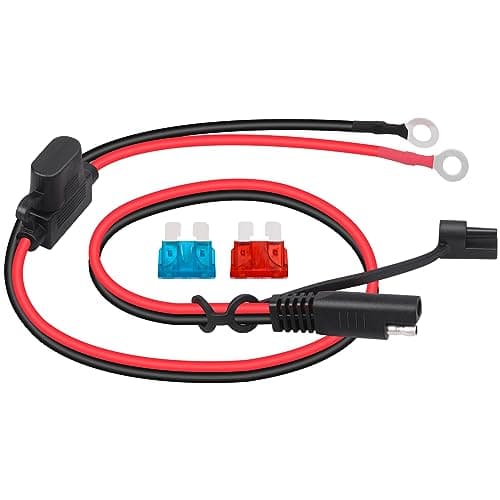 Image of Dongge SAE Connector Motorcycle Battery Charger SAE Charging Cable SAE Quickly cuts The Plug to The 12V Ring Terminal Fuse Suitable for Charging Motorcycles Tractors Cars etc