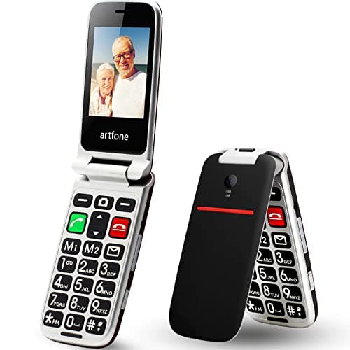 Image of artfone CF241 Senior Flip Mobile Phone Unlocked, Big Button Mobile Phone for Elderly with Dual SIM and 2.4" Large Screen(Black)