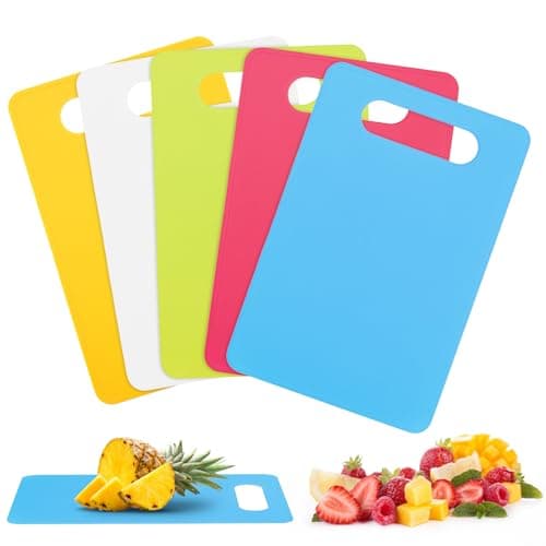 Image of 5Pcs Flexible Plastic Cutting Board Mats, Colored Mats, BPA-Free, Non-Porous, Gripped Back and Dishwasher Safe,11.4 in x 7.5 in, 2mm Thickness