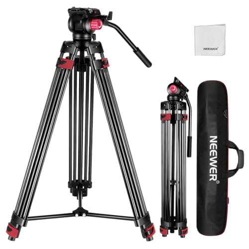 Image of NEEWER 79" Camera Tripod with 360° Fluid Head, Heavy Duty Aluminum Alloy Video Stand with QR Plate Compatible with Canon Nikon Sony and Other DSLR Camera Camcorder, Load Up to 17.6lb, Cleaning Cloth