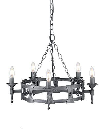 Image of 5 Bulb Chandelier Hanging Pendant Light - Black/Silver - LED E14 60W Bulb