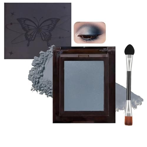 Image of Matte Single Eyeshadow for Mature Skin – Smooth Blendable Soft-Focus Powder, High Pigment Waterproof Crease-Resistant Long-Lasting Wear, Gentle for Sensitive Eyes No Fallout (Fog Blue)