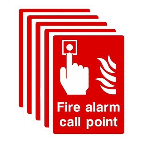 Image of YIXINHE 5 fire alarm call point safety signs - PVC stickers with self-adhesive backing - vertical version -150mm x 100mm