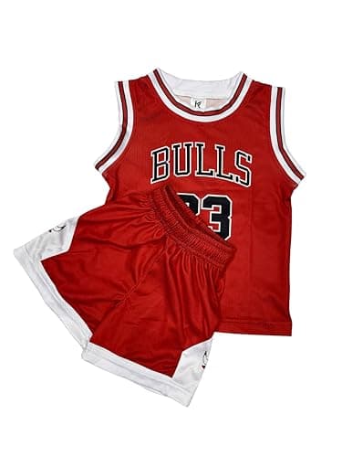 Image of Kids Boys Basketball Kit - 2-Piece Tank Top and Shorts Set, Sleeveless Training Jersey, Gifts for 2-14 Years Old Child (Red, 10-12 Years)