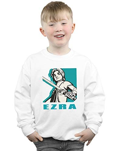Image of Absolute Cult Star Wars Boys Rebels Ezra Sweatshirt White 7-8 Years