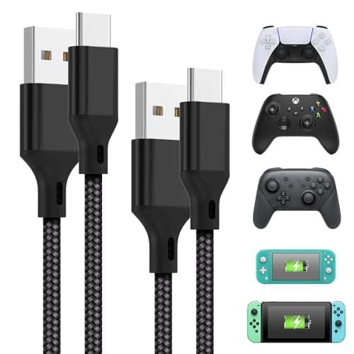 Image of FASTSNAIL 3m Charging Cable for Xbox Series S X Controller, 2Pack Type-C Cable for PS5 Controller, N-Switch/Lite/Pro Controller,10FT Nylon Braided Data Sync Cord Lead for Phone, Tablet, USB C Devices