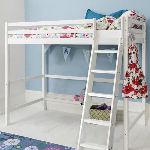 Image of Nöa & Nani Texas High Sleeper Loft Bed, Classic White - Single Cabin Bed w/Enclosed Frame & Reversible Ladder - Solid & Durable Gaming Bed & Bunk Beds for Kids Bedroom, Guest Room & Small Spaces