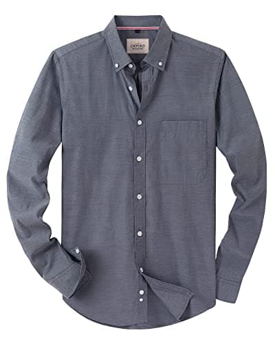 Image of J.VER Mens Shirt Long Sleeve Oxford Button Down Non Iron Business Smart Casual Work Formal Fashion Regular Fit Dress Shirts Grey XL