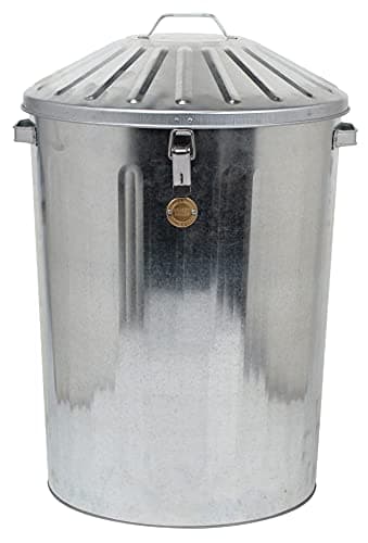 Image of Muddy Hands 90 Litre Large Galvanised Metal Bin with Locking Lid Home Kitchen Outdoor Garden Storage Dustbin