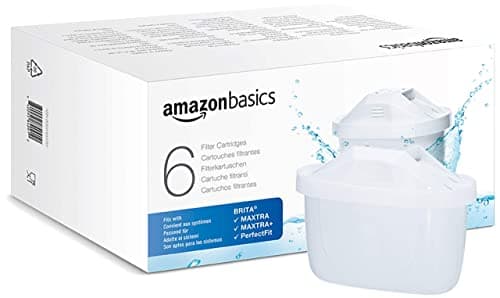 Image of Amazon Basics Water Filter Cartridges, 6 count (Pack of 1), fits and compatible with all BRITA jugs incl. PerfectFit Jugs