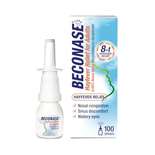 Image of Beconase 8 in 1 Hayfever Relief Nasal Spray (100 Spray Bottle) - Long Lasting Effective Relief from Hayfever - Portable and Lasts Up to 24 Hours When Used Twice a Day - Non Drowsy