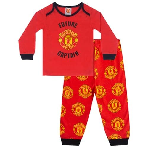 Image of Manchester United FC Official Football Gift Boys Kids Baby Pyjamas 0-3 Months Red