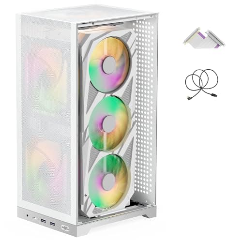 Image of ShinySnake L400 Mesh ITX Computer Chassis - 12.1L Compact Gaming Case, Enhanced Airflow Mesh Panels, 350mm Vertical GPU, ATX/SFX PSU Compatibility, PCIe 3.0 Riser & DP 1.4 Cable, White