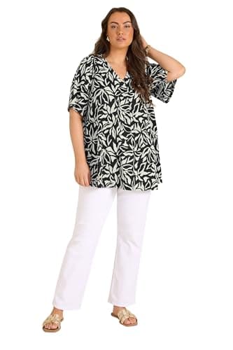 Image of EVANS Curve Floral Pleat Front Top - Women's - Plus Size Curve Black
