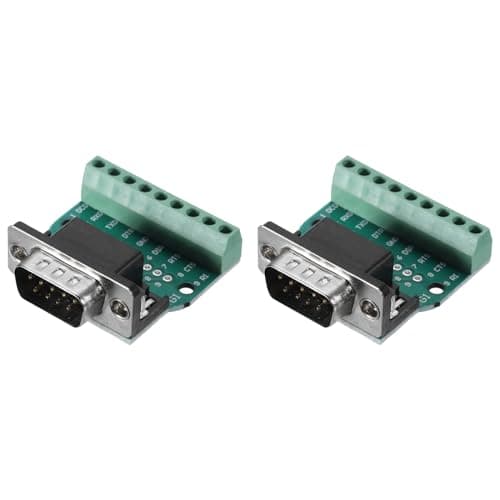 Image of sourcing map 2pcs D-sub DB9 Connector Breakout Board 9 Pin 2 Row Male RS232 Serial Port Solderless Terminal Block Adapter