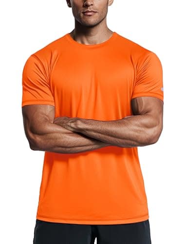Image of Zengjo Running Shirt Men Quick Dry Tops(Neon Orange,M)